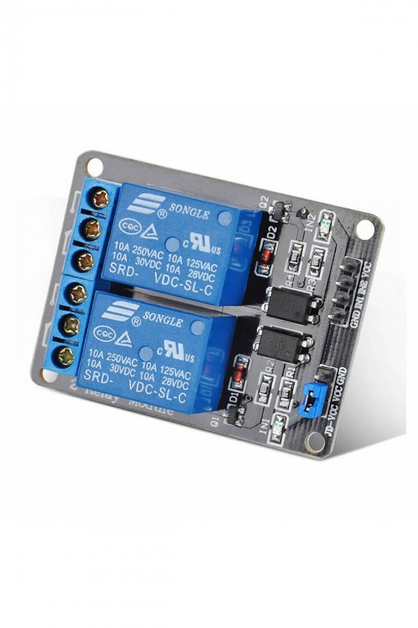 2 Kanal 5V Röle Modül AC 250V 10A Optokuplör İzolasyonlu Girişler - 3