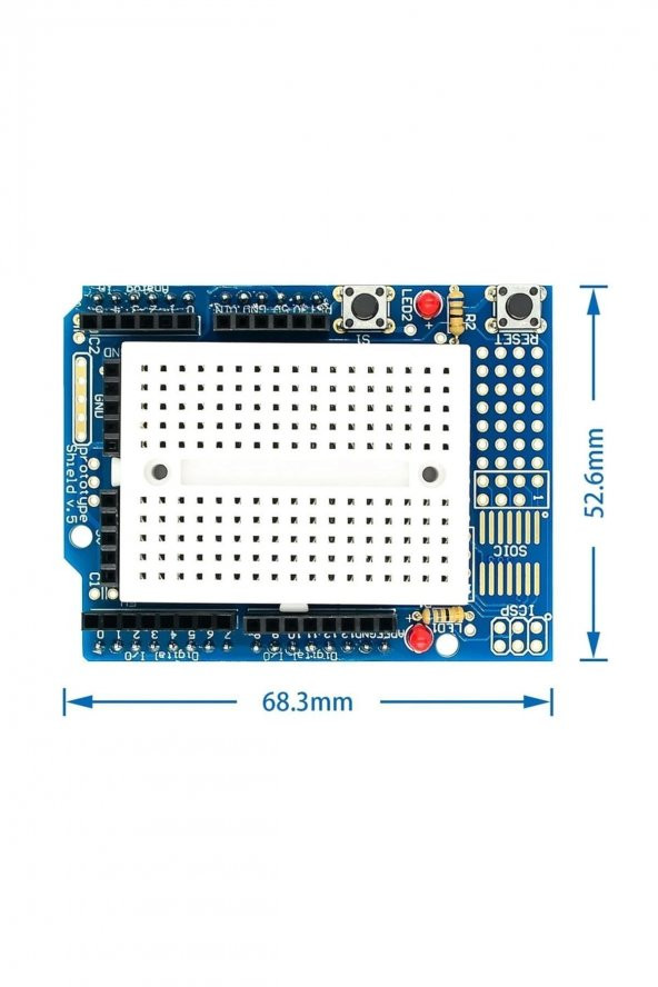 Arduino Proto Shield V5 Syb170 Mini Breadboard  Uno R3 Alt Kart Prototip Genişleme Kartı 2 Led - 8