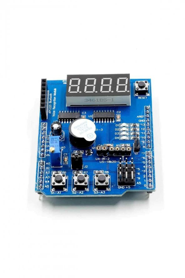 Multi Çok Fonksiyonlu Arduino Shield  7 Segment Buzer Button Pot Servo Analog Ds18b20 Lm35 Servo Led - 5