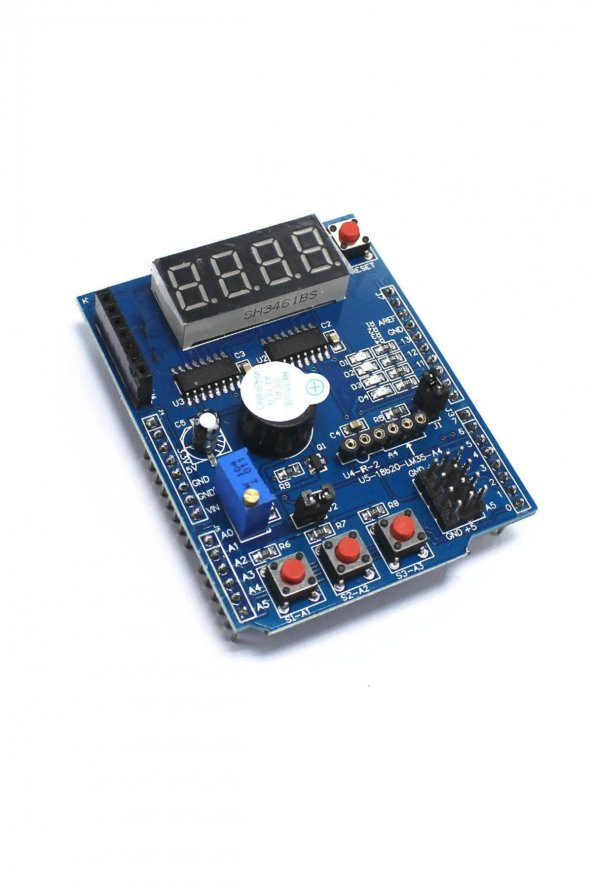 Multi Çok Fonksiyonlu Arduino Shield  7 Segment Buzer Button Pot Servo Analog Ds18b20 Lm35 Servo Led - 6