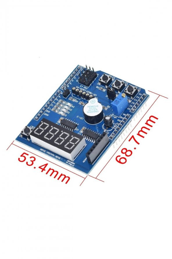 Multi Çok Fonksiyonlu Arduino Shield  7 Segment Buzer Button Pot Servo Analog Ds18b20 Lm35 Servo Led - 7