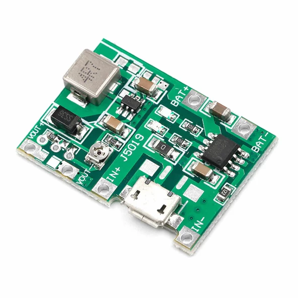 TP4056 18650 Lityum Pil Şarj Micro Usb Ayarlı Voltaj Yükseltici 3-7V to 27V Boost Step Up Lion Akü - 3