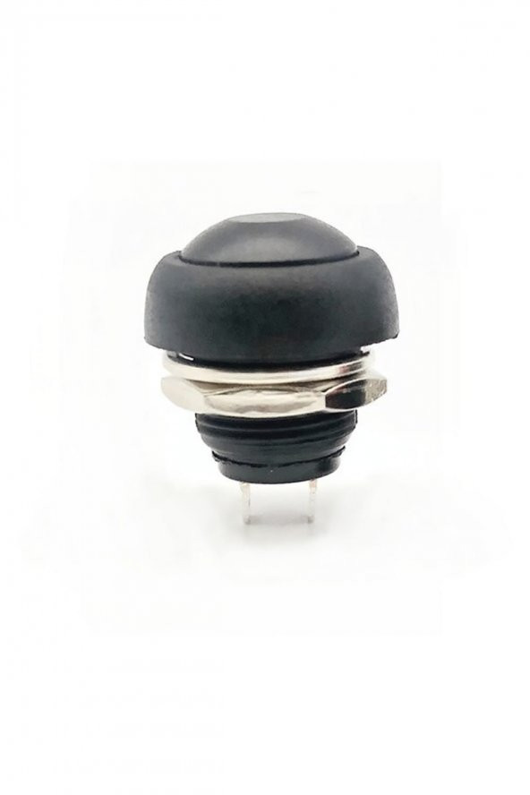 12mm PBS-33B 2 Pin Push Buton Siyah  ON OFF 1A 250V Mini Yuvarlak Su Geçirmez Anahtar Momentary