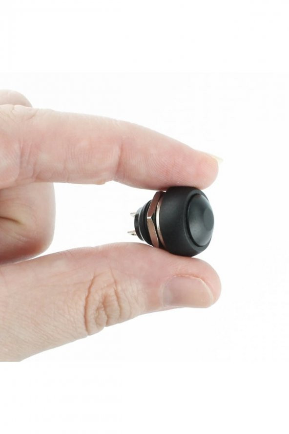 12mm PBS-33B 2 Pin Push Buton Siyah  ON OFF 1A 250V Mini Yuvarlak Su Geçirmez Anahtar Momentary - 2