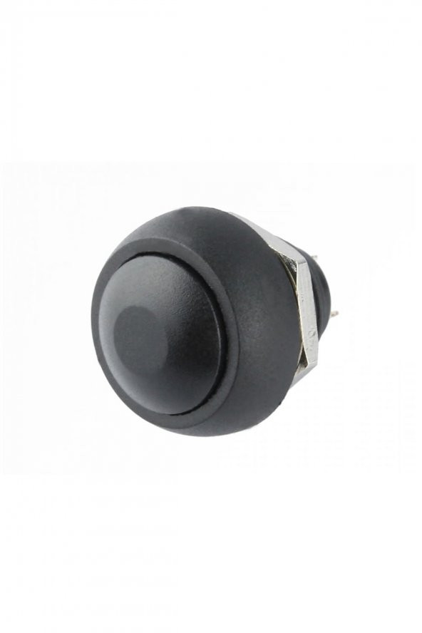 12mm PBS-33B 2 Pin Push Buton Siyah  ON OFF 1A 250V Mini Yuvarlak Su Geçirmez Anahtar Momentary - 3