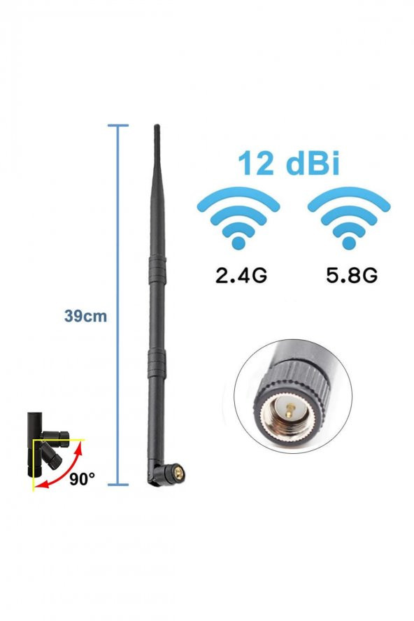 12dBi 39cm Anten Sma Erkek 2.4GHz 5.8GHz Dual Band RF Gsm Wifi Sinyal Kuvvetlendirici 2G 3G 4G LTE - 2
