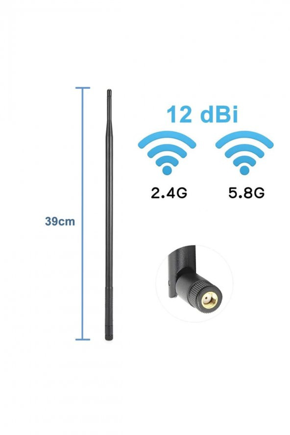 12dBi 39cm Anten Rp Sma Erkek 2.4GHz 5.8GHz Dual Band RF Gsm Wifi Sinyal Kuvvetlendirici 2G 3G 4G - Resim 3
