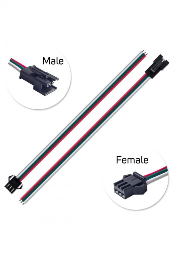 3 Pin JST SM 10cm Kablo Çifti Erkek Dişi Bağlantı Soketi LED Konnektör Şerid Led RGBWS2812B WS2811 - 2