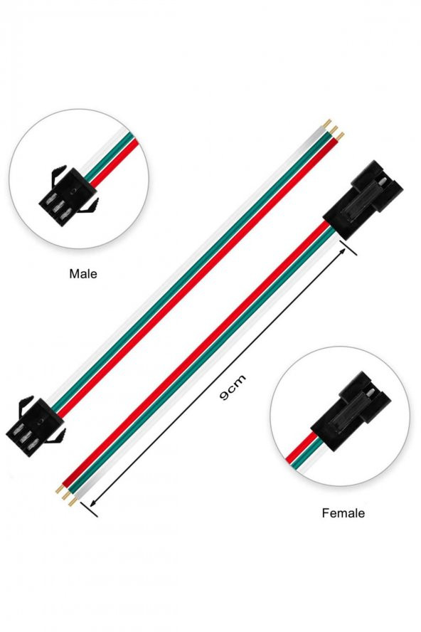 3 Pin JST SM 10cm Kablo Çifti Erkek Dişi Bağlantı Soketi LED Konnektör Şerid Led RGBWS2812B WS2811 - 7