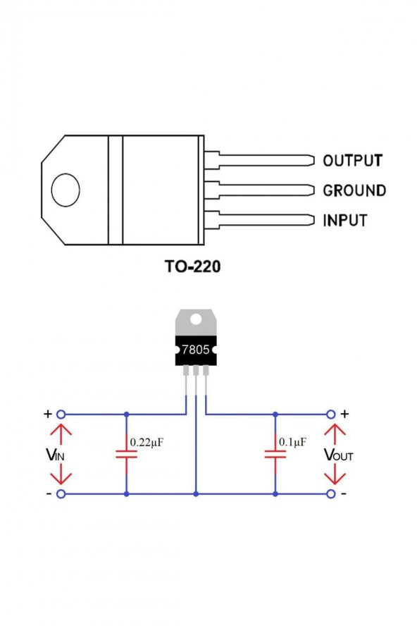 L7805CV 3 Pin DC 5V Lineer Voltaj Düşürücü Regülatör Enregre - 5