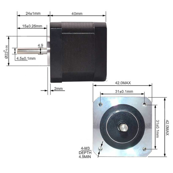 Nema 17 Step Motor 1.5A 0.4Nm D Mil 2 Faz 1.5A 1.8 Derece 200 Adım 3D Yazıcı Printer - 7