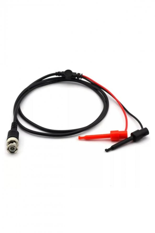 BNC to Kanca Tip Test Ölçme Probu  Osiloskop ve Sinyal Jeneratörü Probu 1 Metre 2.5A 50Ohm Kırmızı - 4