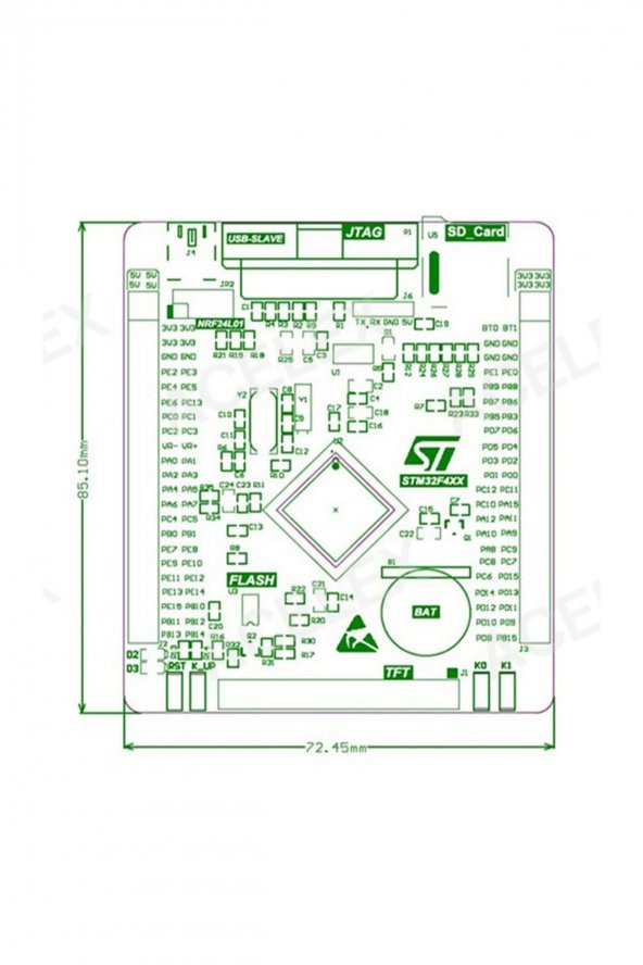 STM32F407VET6 Devebox Geliştirme Kartı Nrf24l01 MicroSd Miniusb 168 MHz Cpu Arm Cortex-M4 DSP FPU - 8