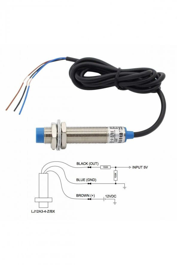 LJ12A3-4-Z/BX Endüktif 4mm Metal Algılayıcı Sensör NPN NO  Temassız Proximity 3 Telli DC 6V-36V - 2