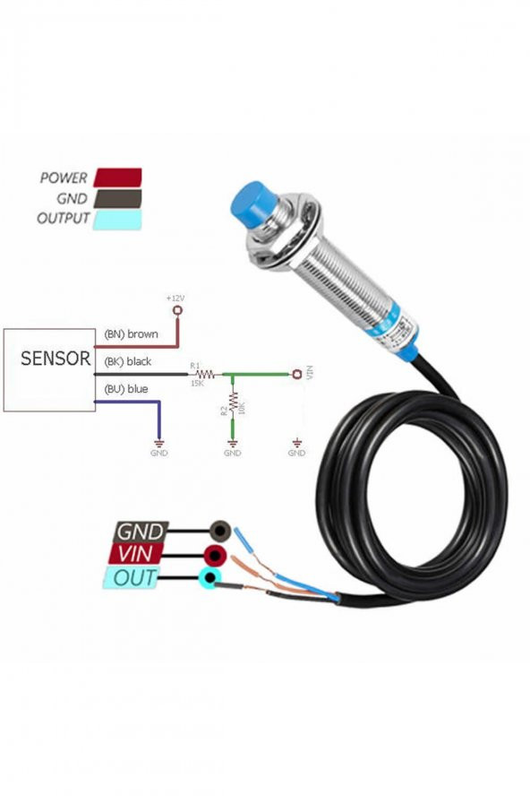 LJ12A3-4-Z/BX Endüktif 4mm Metal Algılayıcı Sensör NPN NO  Temassız Proximity 3 Telli DC 6V-36V - 4