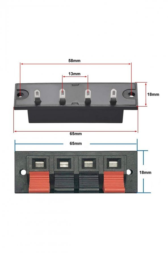 4lü Hoparlör Terminal Soketi Panel Montaj Tip Yaylı Speaker Ses Kablo Bağlantı Birleştirme Konnektör - 8