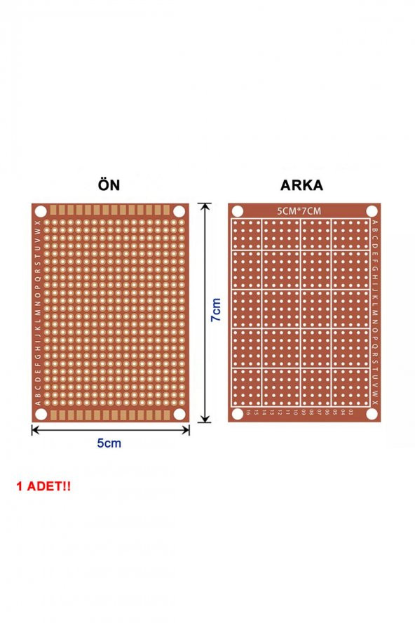 5x7cm Pertinaks Pcb Proto 10X24 432 Adet Bakır Delik Prototip Deney Kartı 2.54mm Pertenaks