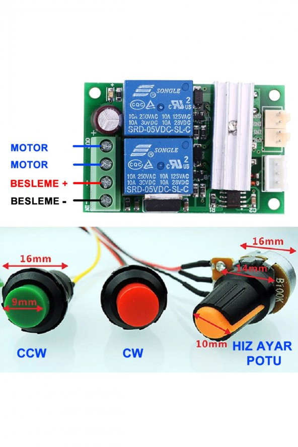 30A 24V DC Motor Pwm Hız Kontrol Sürücü Devresi  0-100 Ayarlanabilir İleri Geri Veya Durdurma Yön - 8