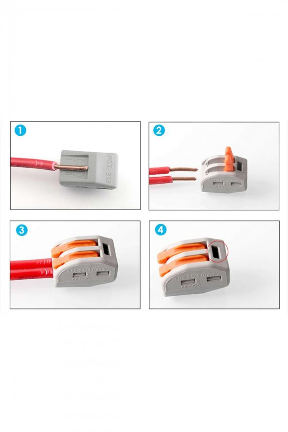 2li Kolay Kablo Tel Birleştirici Konnektör Vidasız Klemens 250V 32A 1mm/4mm Elektrik Kablo Bağlantı