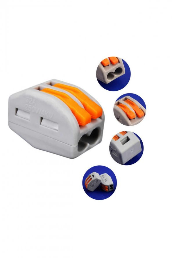 2li Kolay Kablo Tel Birleştirici Konnektör Vidasız Klemens 250V 32A 1mm/4mm Elektrik Kablo Bağlantı - Resim 3