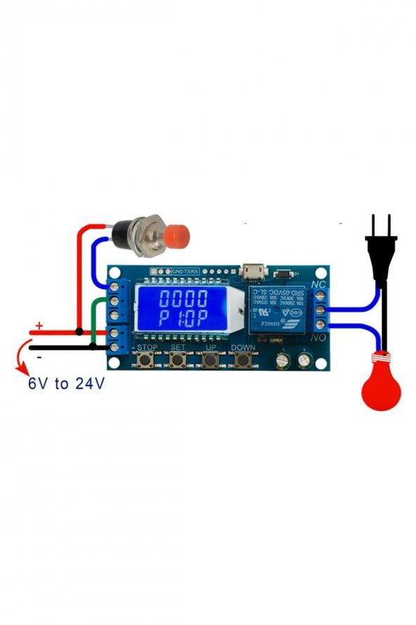 XY-LJ02 Zaman Ayarlı Röle Modül Micro Usb DC 5-30V Besleme Zamanlayıcı Gecikmeli Başlangıç 0.1sn - 8