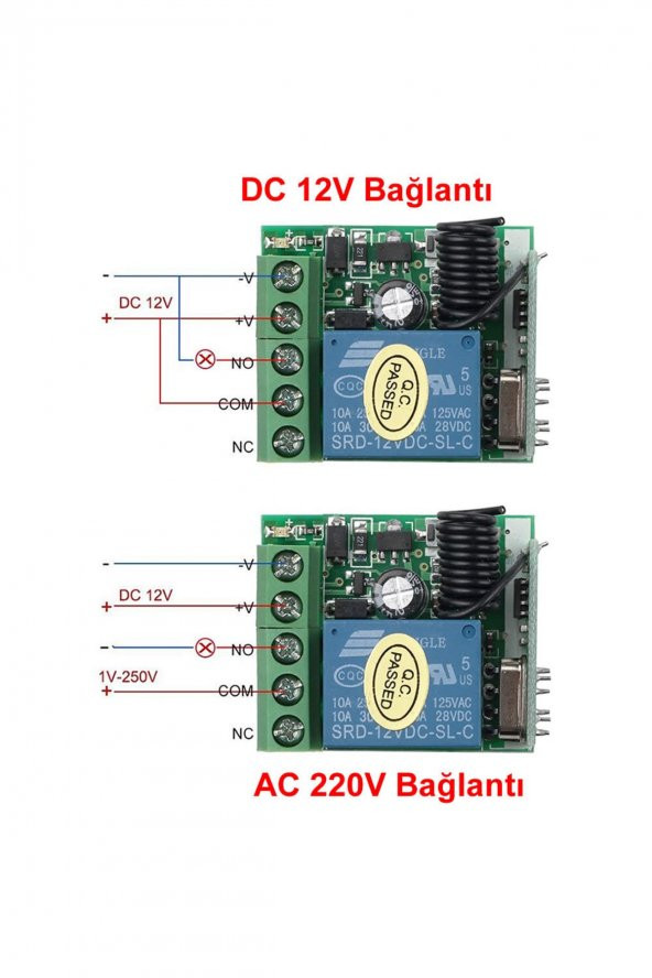 433Mhz RF 1 Kanal Röle Modül DC 12V  Kablosuz Pompa Fan Lamba Perde Akıllı Ev Garaj Bariyer Kapı - 3