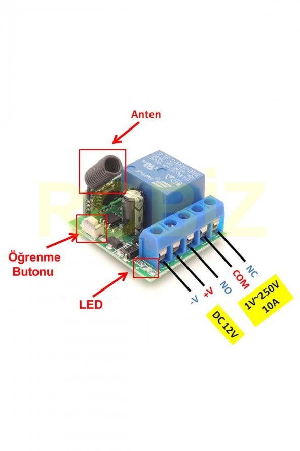 433Mhz RF 1 Kanal Röle Modül DC 12V  Kablosuz Pompa Fan Lamba Perde Akıllı Ev Garaj Bariyer Kapı - 4