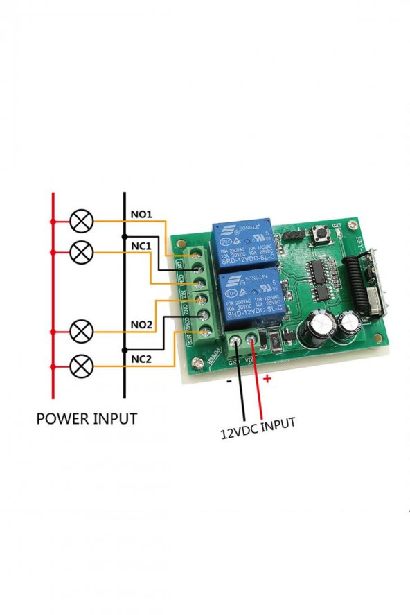 433Mhz RF 2 Kanal Röle Modül DC12V Kablosuz Motor Pompa Fan Lamba Perde Akıllı Ev Garaj Bariyer Kapı - 5