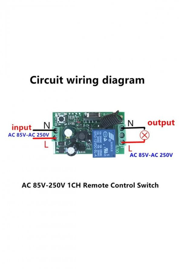 433Mhz RF 1 Kanal Röle Modül AC 220V  Kablosuz Pompa Fan Lamba Perde Akıllı Ev Garaj Bariyer Kapı - Resim 7