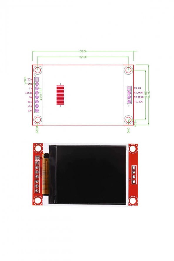 1.8 inch LCD TFT Modül QVGA 128x160 Pixel 1.8 inç 8 Pin SPI Seri Ekran SD Kart Soketi ST7735 Arduino - 6