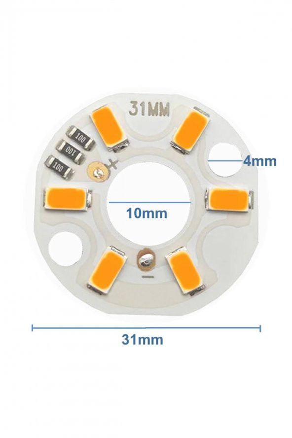 5730 5V 3W 31mm Sarı Led Modül  Aluminyum Pcb 6 Led Lamba Aydınlatma Işık - 4