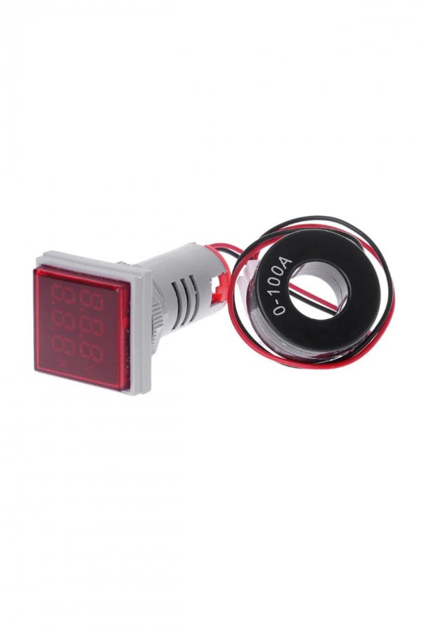AC 20-500V 100A Kare Dijital Voltmetre Ampermetre 220V Kırmızı Panel Montaj Led Gösterge Ekran Akım - 3