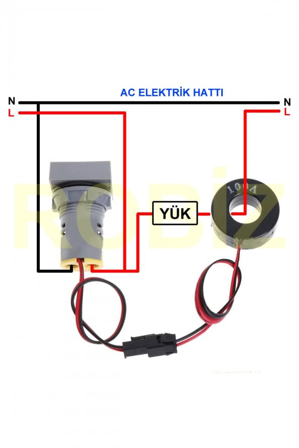 AC 20-500V 100A Kare Dijital Voltmetre Ampermetre 220V Kırmızı Panel Montaj Led Gösterge Ekran Akım - 5