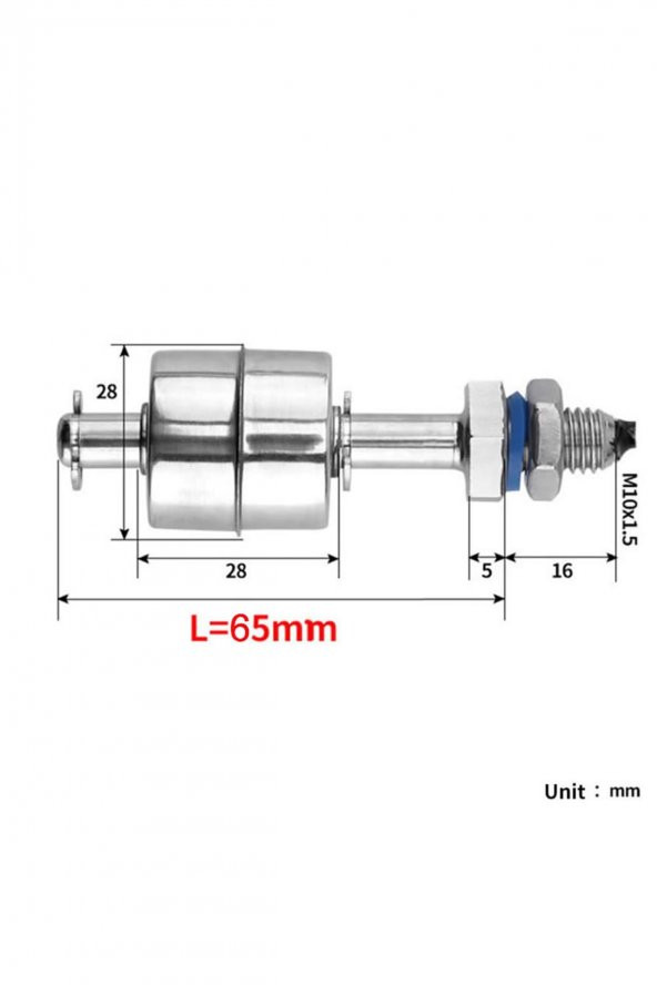 Metal Sıvı Su Seviye Sensörü 65mm  Paslanmaz Çelik Şamandıra Mekanik Anahtar Kazan Kap Depo Tank - 8