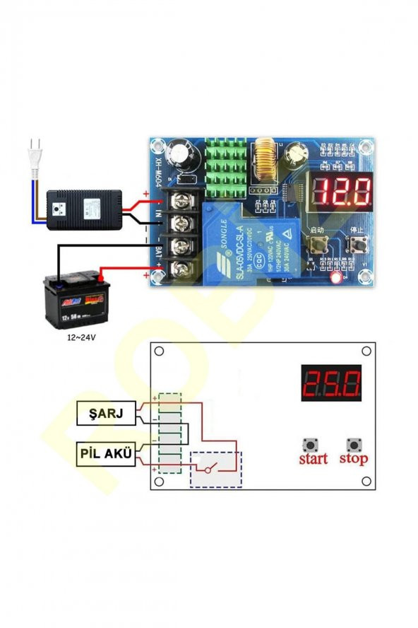 XH-M604 30A Akü Şarj Kontrol Koruma Modülü  12V 24V Batarya Kurşun Asit Jel Akü Lityum Li-lon Pil - 3