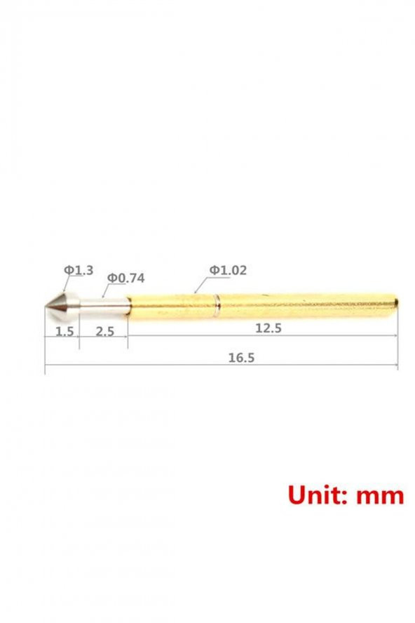 Pogo Pin P75-E2 100 Adet Set  Altın Kaplama Yaylı Test Probu Pim 1.3mm Konik Kafa Programlayıcı - 2
