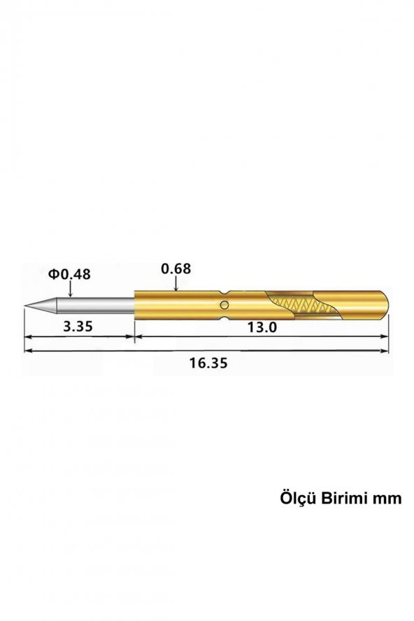 Pogo Pin P50-B1 100 Adet Set  Altın Kaplama Yaylı Test Probu Pim 3A 0.5mm Programlayıcı - 4