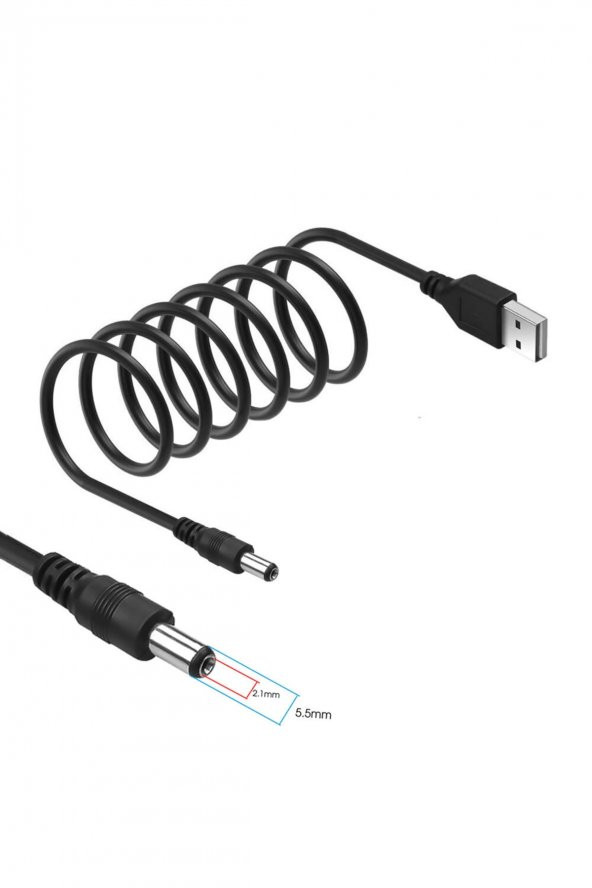 USB 5V to 5.5x2.1mm Adaptör Çevirici Kablo 1.8 Metre Güç Kablosu Kamera Tablet Cep Telefonu - 2