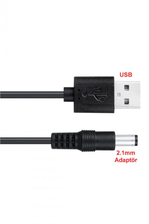 USB 5V to 5.5x2.1mm Adaptör Çevirici Kablo 1.8 Metre Güç Kablosu Kamera Tablet Cep Telefonu - 3