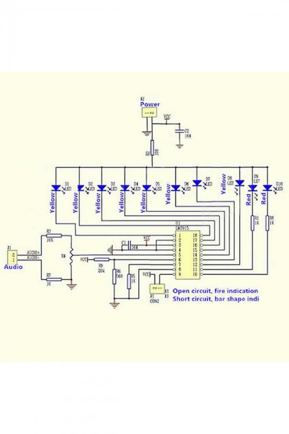 Demonte LM3915 10 Led Vumetre Kit DIY Led Elektronik Ses Müzik Seviye Işık Göstergesi Lehimleme - 7