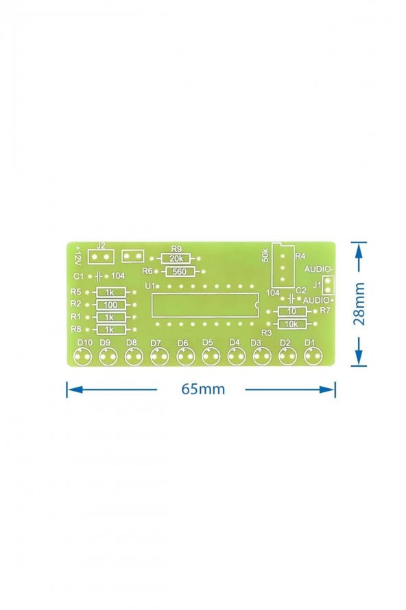 Demonte LM3915 10 Led Vumetre Kit DIY Led Elektronik Ses Müzik Seviye Işık Göstergesi Lehimleme - 8