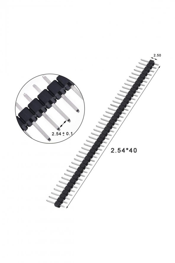 5 Adet 1x40 Pin Erkek Header  Tek Sıra 2.54mm 180 Derece Kırılabilir Bölünebilir Konnektör Soket - 2
