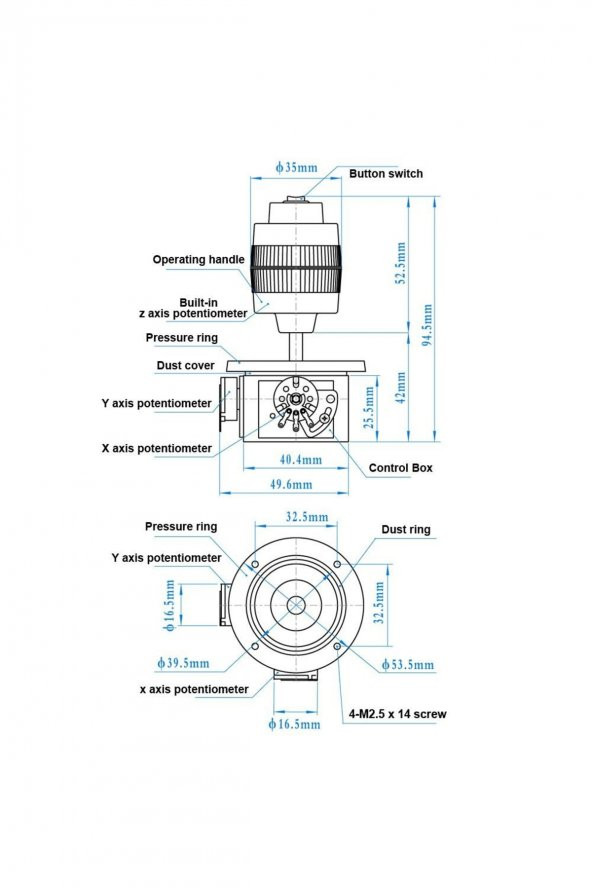 JH-D400X-R4 4 Eksen Joystick  Butonlu 10k Potansiyometre Ptz 4D Otomasyon Endüstriyel Vinç - 8