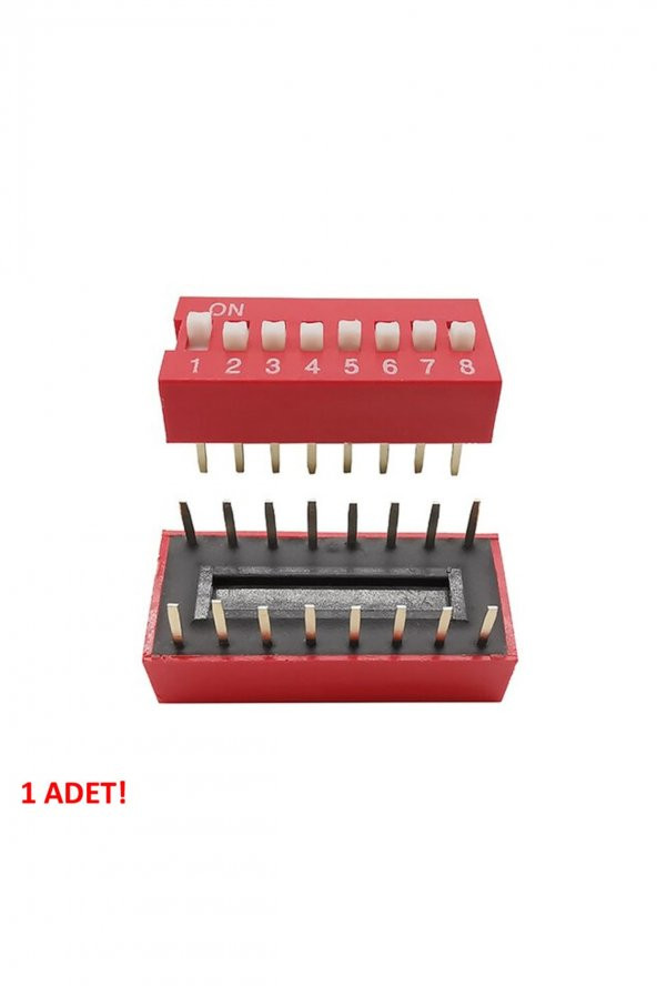 8li Dip Switch  8 Pin Kırmızı Anahtar Açık Kapalı Seçim Adres Ayar On Off Bağlantı - 4