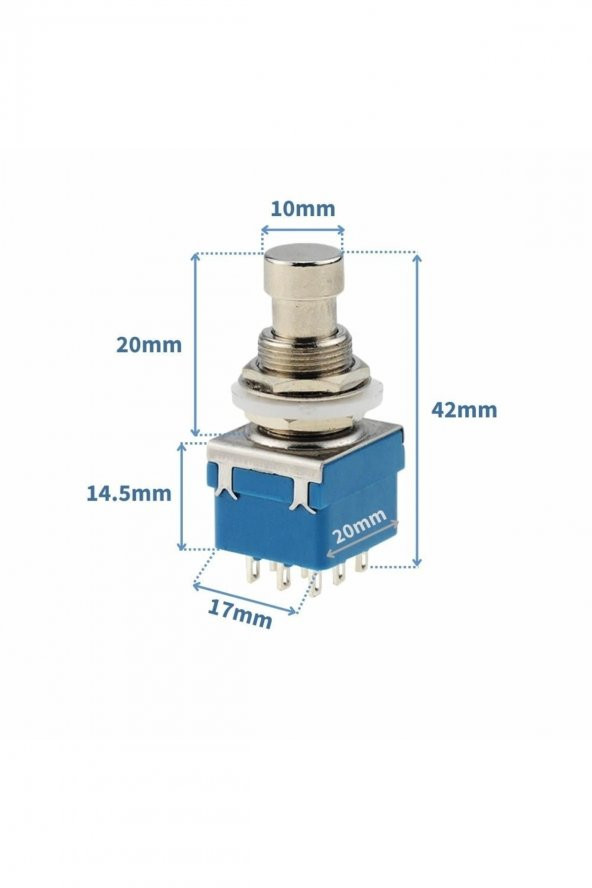 3PDT On/On/Off 3lü Anahtar  AC 250V 3A 9 Pin Switch Anlık Basmalı Buton - 2