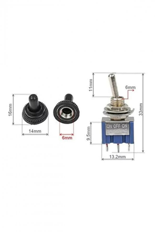 MTS-103 Mini Toggle Anahtar 3A 250V ON / OFF / ON 3 Pin 3 Pozisyon - 7