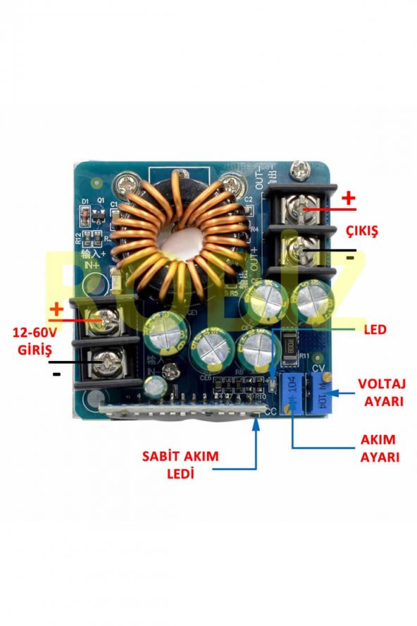 400W 12V / 60V 15A Voltaj Düşürücü Modül  Güç Kaynağı Voltaj ve Akım Ayarlanabilir DC DC Step Down - 2