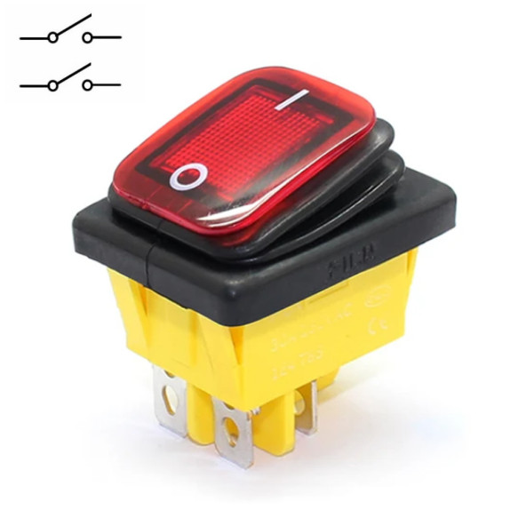 30A 250V On-Off Anahtar  Yüksek Akım Kcd4 4 Pin Buton IP67 Su Geçirmez Led Işıklı Rocker Switch