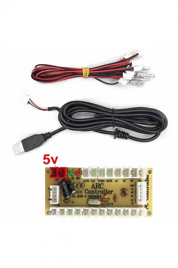 Arcade Usb Kontrol Kart Seti  PC Joystick Oyun Kol Konsol Buton Kablo Kit 5V Diy Sıfır Gecikme Kit - 6