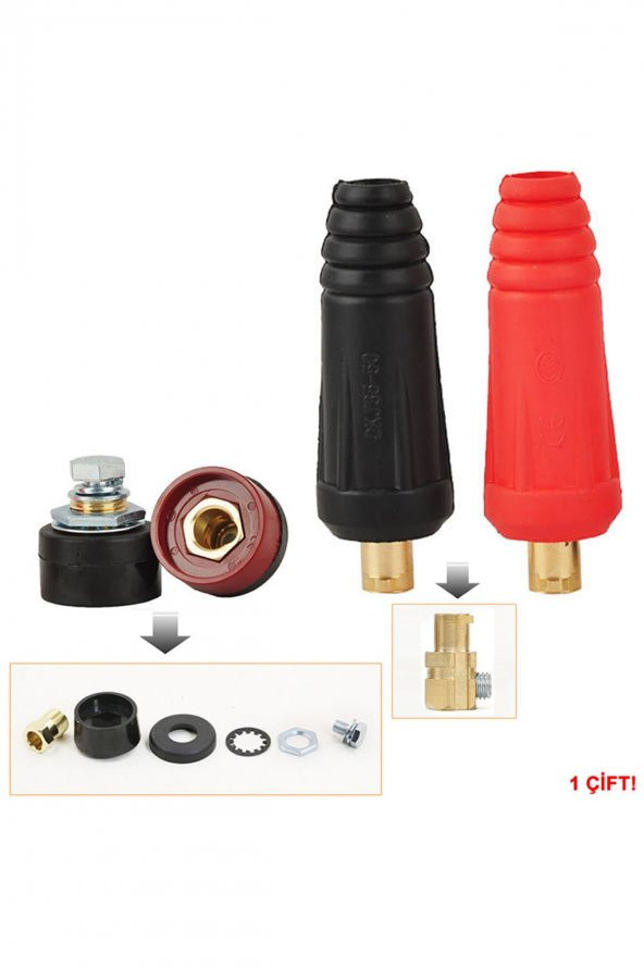 DKJ10-25 200A Konnektör Çift  10-25mm2 Kablo Yüksek Akım Kilitli Panel Tip Konnektör - 6